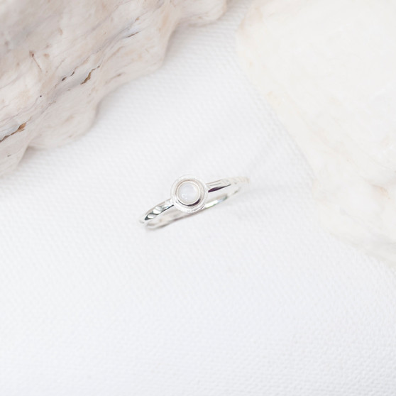 Silver Pearl Iota Stacking Ring Silver Pearl Iota Stacking Ring