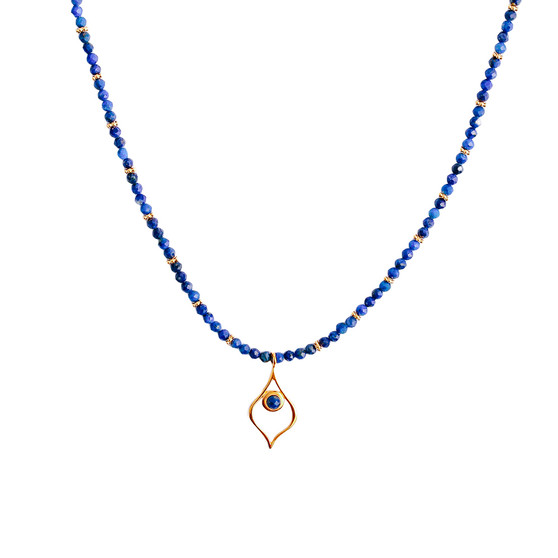 Gold Lapis Arabesque Bead Wrap Necklace Gold Lapis Arabesque Bead Wrap Necklace