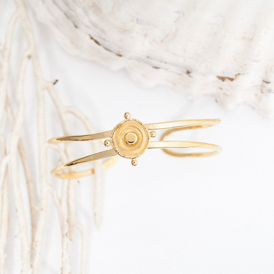 adjustable gold medallion arm cuff bracelet