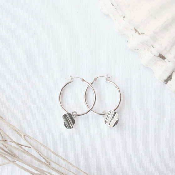 large silver hoops with charms, sterling silver large silver hoops with charms, sterling silver