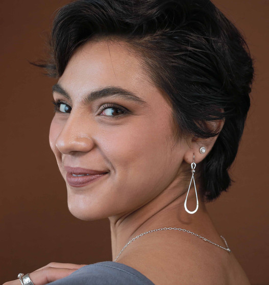 Silver Teardrop Goddess Drop Earrings