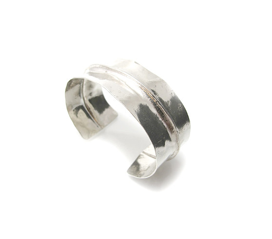 silver Wide Ridge Cuff bracelet