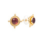 rich red garnet, medallion coin style stud earrings
