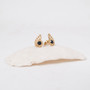 petite 18k gold shell studs with black onyx gemstones