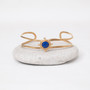 Gold Lapis Gem Medallion Cuff Bracelet