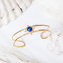 Gold Lapis Gem Medallion Cuff Bracelet