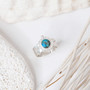 Silver Turquoise Gem Medallion Ring