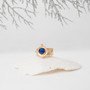 wide hammered ring lapis lazuli gold plated