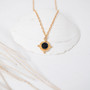 3 micron 18k gold plated nautical theme pendant necklace black onyx