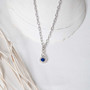 925 silver cute ocean theme necklace with lapis cabochon