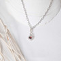 925 silver cute ocean theme necklace with garnet cabochon
