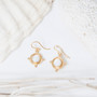 white pearl, gold medallion coin earrings white pearl, gold medallion coin earrings