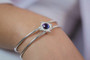 Silver Amethyst Gem Medallion Cuff Bracelet Silver Amethyst Gem Medallion Cuff Bracelet