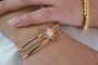 Gold Pearl Gem Medallion Cuff Bracelet Gold Pearl Gem Medallion Cuff Bracelet