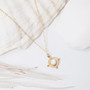 14" Gold Pearl Choker Gem Medallion Necklace