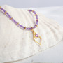 Silver Amethyst Arabesque Bead Wrap Necklace