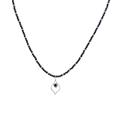 ネックレス・ペンダント [KINDABABY] [925silver] glitzy black chain necklace EMA Oval Black Onyx Pendent 925 Sterling Silver Chain Link
