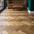 V4 Flooring  ZB201 Smoked, Brushed & UV Oiled Rustic Oak Bevel Edged Block14mm x 400 x 90 mm