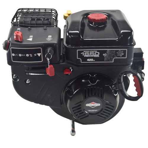 16.50 ft-lbs Gross Torque, Briggs & Stratton 1650 Series Snow Engine Horizontal 3/4"x2-1/2" Shaft, 5.25" Shaft height, Recoil Start, 9 Amp Alt, Dual Ball Bearings (25D137-0116)