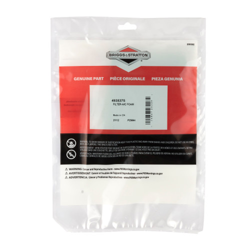 BRIGGS FILTER-A/C FOAM 493537S Briggs & Stratton Engine Parts (BS-493537S)