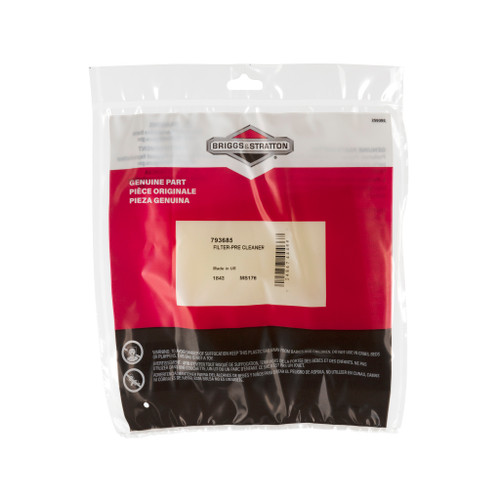 BRIGGS FILTER-PRE CLEANER 793685; GOES WITH 793569 AIR FILTER Briggs & Stratton Engine Parts (BS-793685)