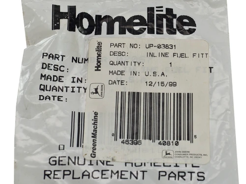 UP-03831 Inline Fuel Fitting Homelite Handheld Equipment Parts (HOM-UP03831)