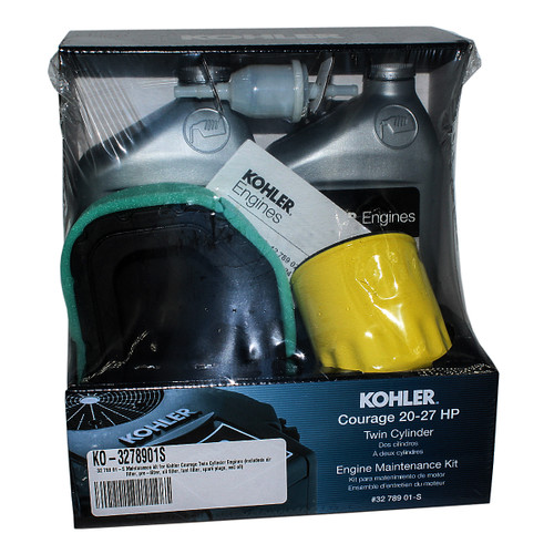 32 789 01-S Maintenance kit for Kohler Courage Twin Cylinder Engines (includeds air filter, pre-filter, oil filter, fuel filter, spark plugs, and oil) (KO-3278901S)
