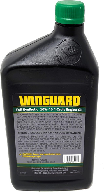 Vanguard 10W-40 Full Synthetic Engine Oil 1 Quart (BS-100403Q-10W40)