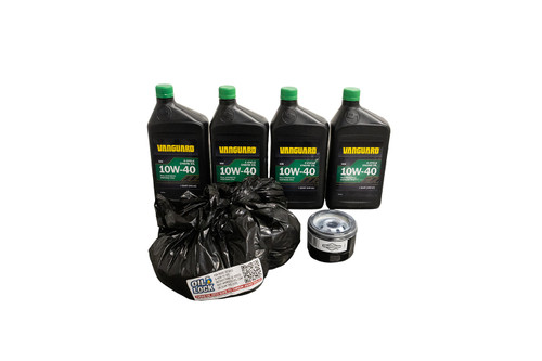Oil change kit for Briggs & Stratton twin cylinder models starting with 40N-44N-44S. Contains the oil for the initial fill, plus oil and filter for the first oil change. Featuring B3C Oil Lock for easy disposal of waste oil.