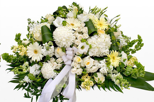 Green and White Casket Spray-FNGW-01