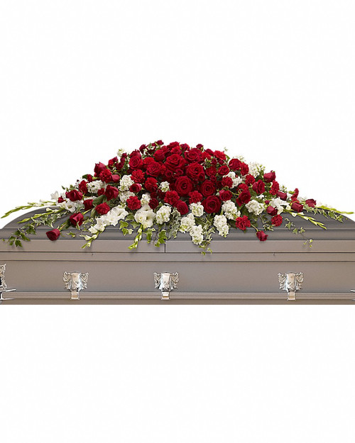 White and Red Casket Spray-FNWR-01