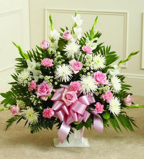 Pink and White Sympathy Basket-FNFSB-10