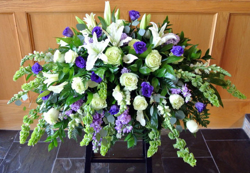 Purple and White Casket Cover-PWCC01