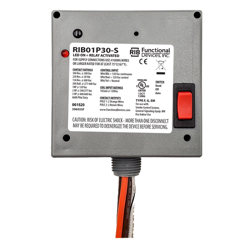 Functional Devices RIB01P30-S Enclosed Relay 30A DPST