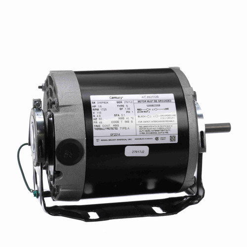 Century GF2014 Furnace Blower Motor 1/6 HP 115V 1725RPM