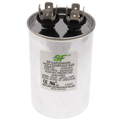 Trane SFCAP25440R Motor Run Capacitor 25MFD 440V