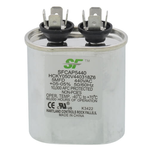Trane SFCAP5440 Run Capacitor 5 MFD 370/440V Oval