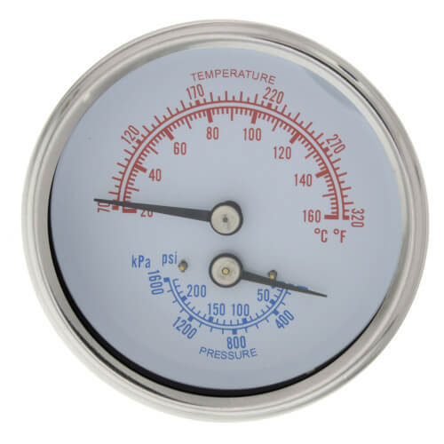 Laars RA0079000 Temp & Pressure Gauge 70-250°F 0-225#