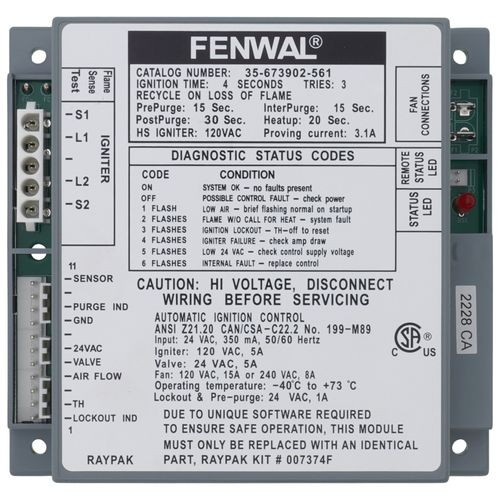 Raypak 007374F HSI Control Module 24V