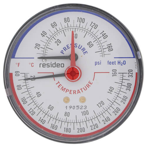 Resideo TD-090 Tridicator Pressure Temperature Gauge 75 PSI