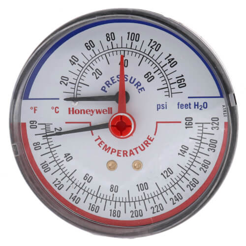 Resideo TD-165 Tridicator Pressure Temperature Gauge 75 PSI