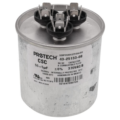 Rheem 43-25133-08 Dual Run Capacitor 55/5 MFD 370V