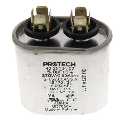 Rheem 43-25134-02 Capacitor 5 MFD 370V Oval