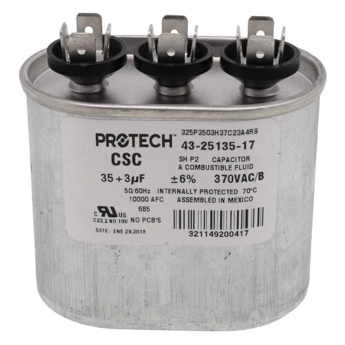 Rheem-Ruud 43-25135-17 Dual Run Capacitor 35/3 MFD 370V