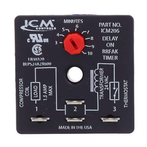 ICM Controls ICM206B Delay On Break Timer 18-30VAC 3-10 Min
