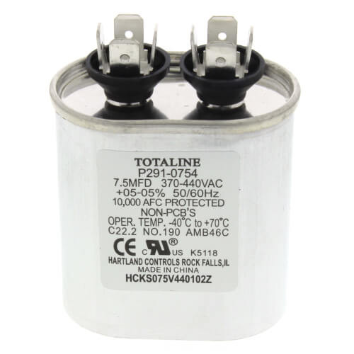 Carrier P291-0754 Run Capacitor 7.5 MFD 440V Oval