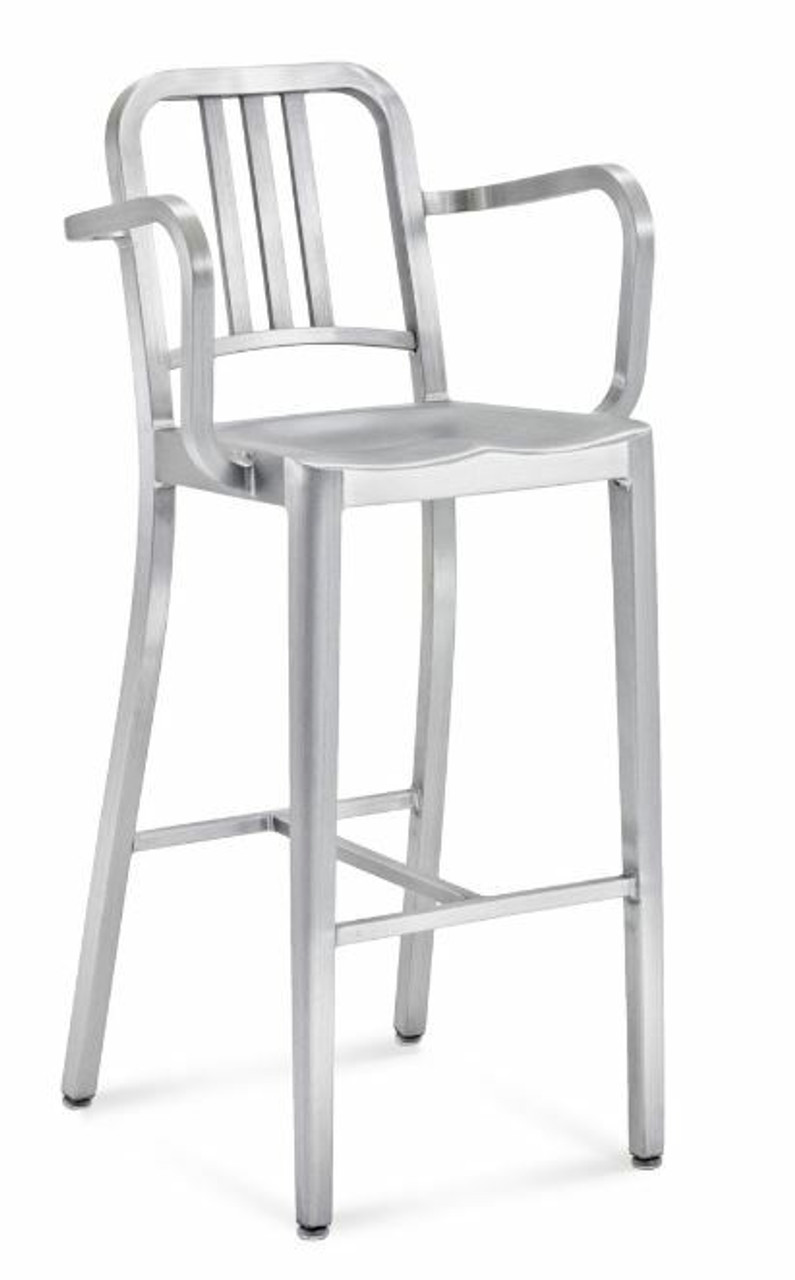 EMECO 1006 Navy Barstool w/ Arms - Modern + Contemporary Furniture