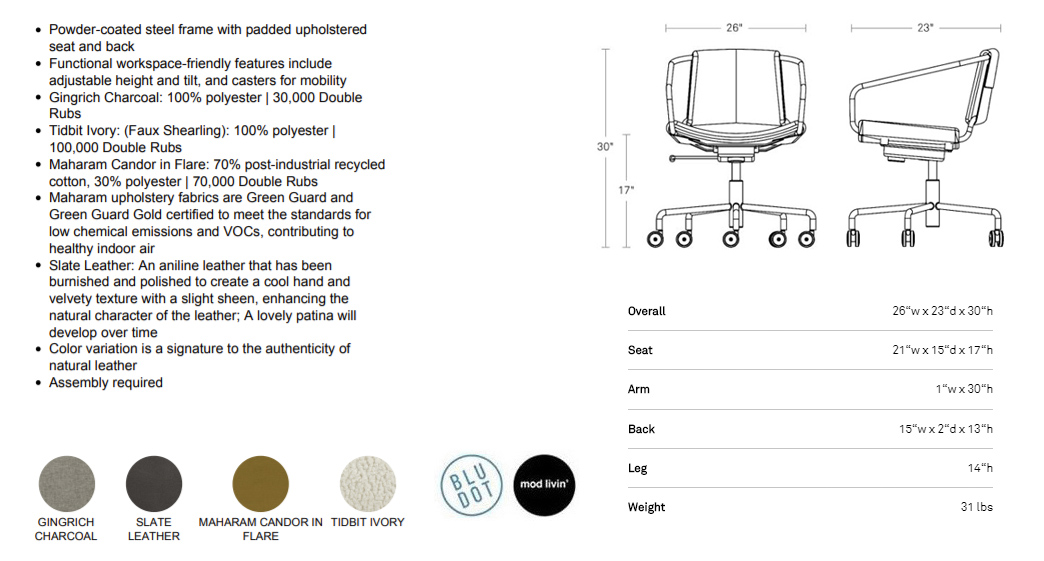 BLU DOT Daily Task Chair - Modern + Contemporary Furniture and