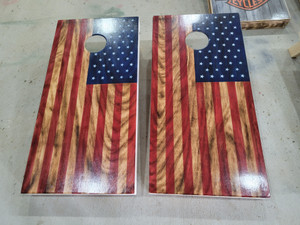 Red Burnt Painted American Flag Set Red Burnt Painted American Flag Set
