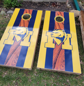 Retro Logo University U of M Wolverines Printed Cornhole Set Retro Logo University U of M Wolverines Printed Cornhole Set